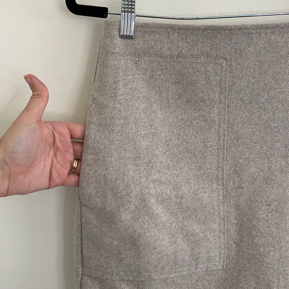 COS  Wool Cashmere Wrap Mini Skirt Neutral Taupe Gray size 6 - Picture 2 of 8
